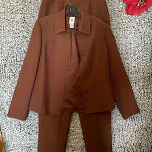 Vintage G Essentials Women's Brown 2-Piece Suit Jacket & Pants Size 8